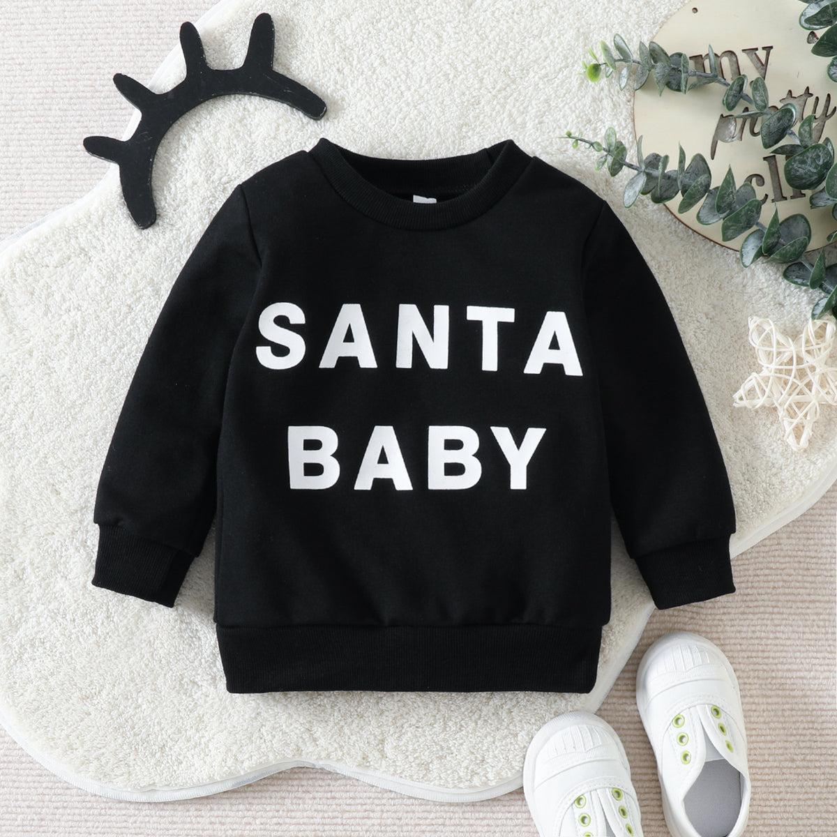 SANTA BABY Christmas Print Top