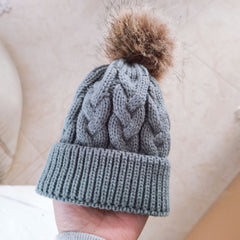Baby Solid Pompon Kintted Hat