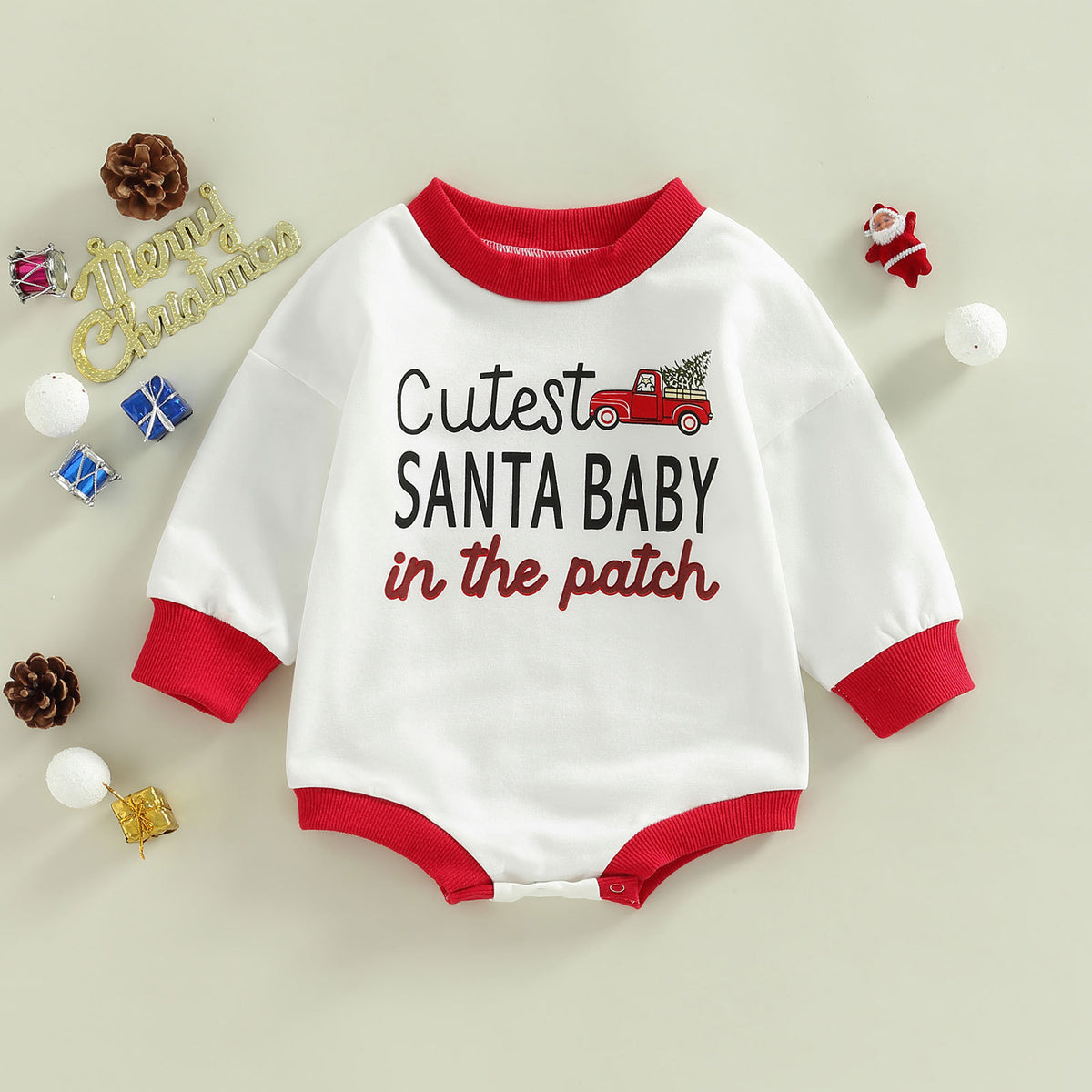 Baby Cutest Santa Baby In he Patch Romper