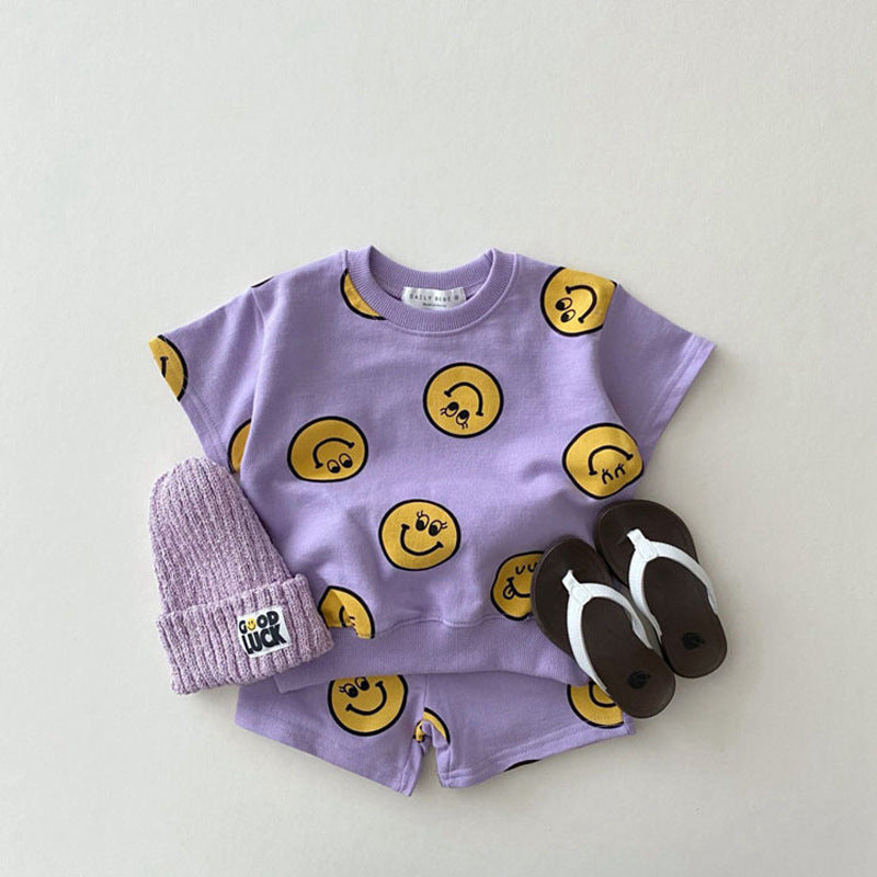 2-Piece Baby Smiley Print Set