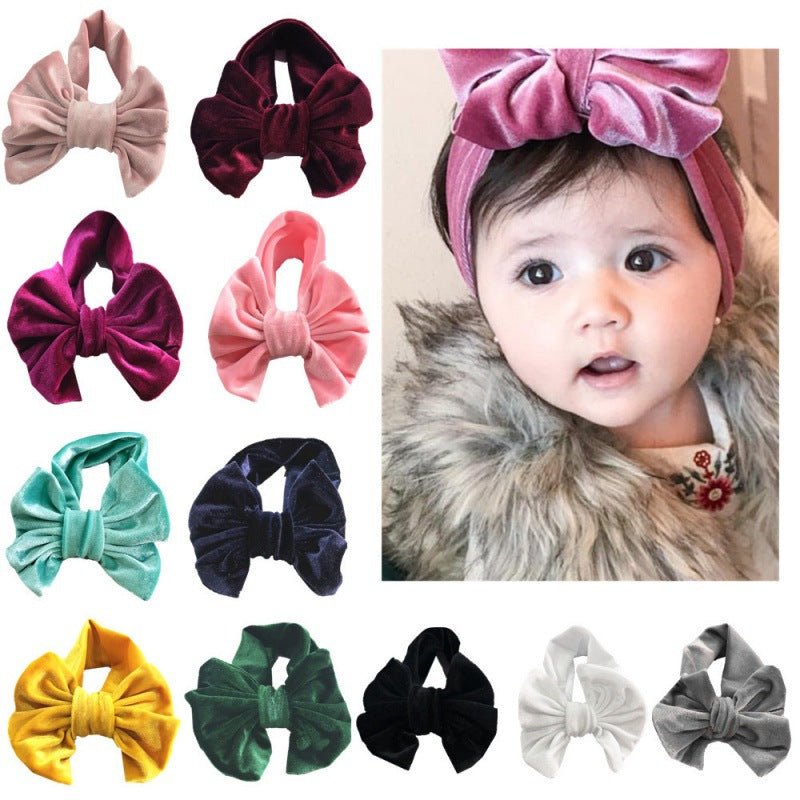 Baby Girl Gold Velvet Bow Headband