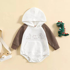 Baby Dinosaur Print Hooded Bodysuit