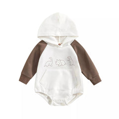 Baby Dinosaur Print Hooded Bodysuit