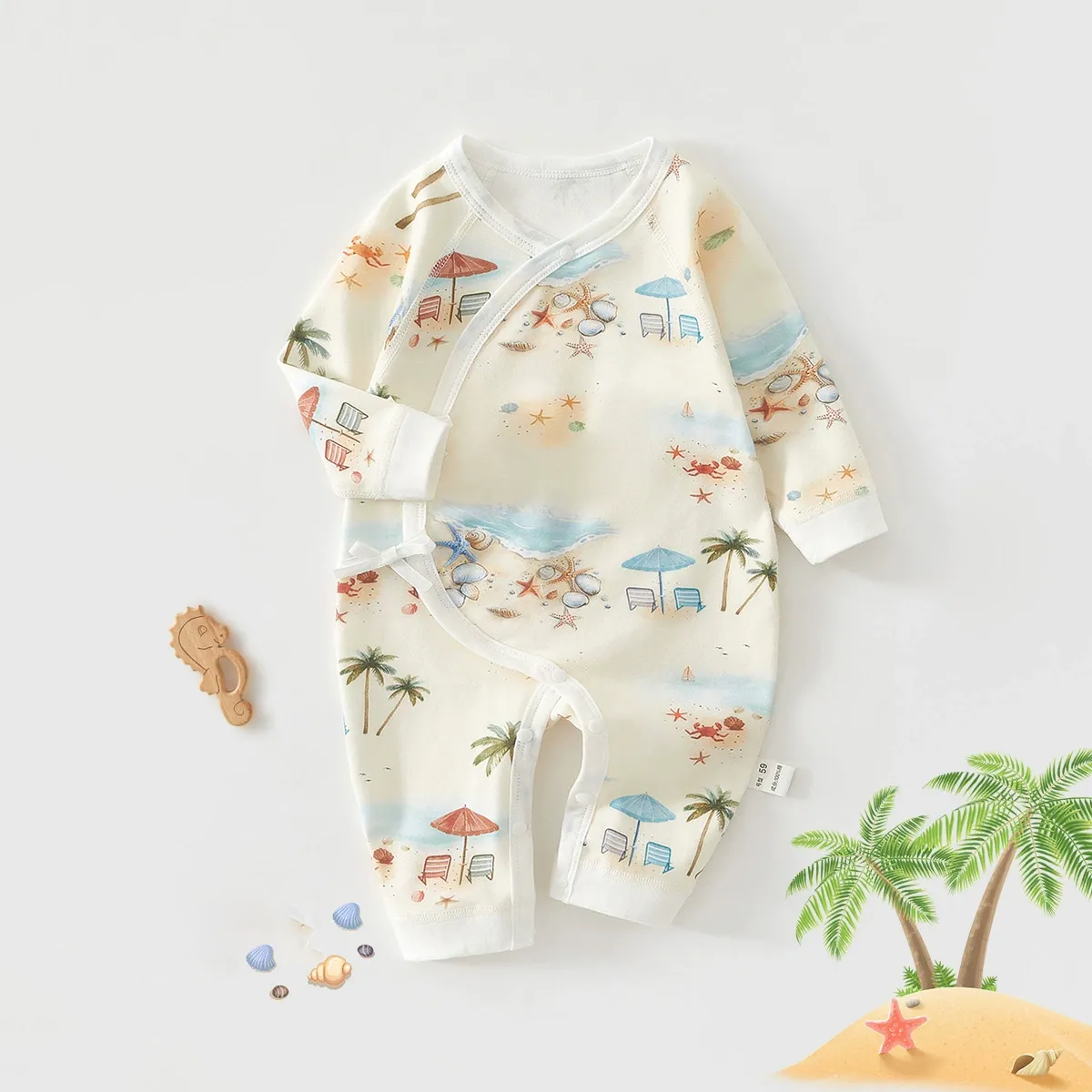 Baby Newborn Summer Beach  Print Romper