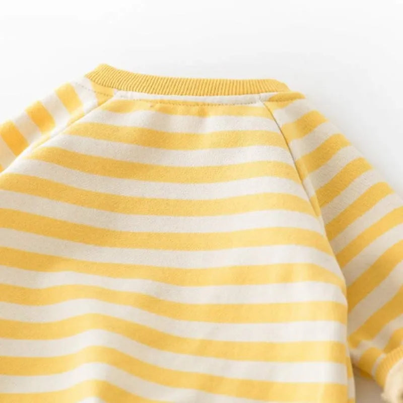 HAPPY SMILE Baby Banana Striped Romper (no inner fleece)