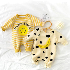 HAPPY SMILE Baby Banana Striped Romper (no inner fleece)