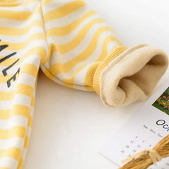 HAPPY SMILE Baby Banana Striped Romper (no inner fleece)