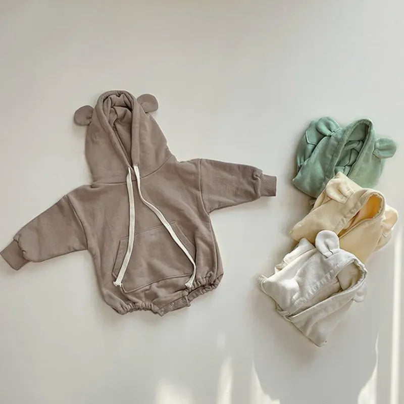 Baby Cute Bear Ears Hooded Bodysuit