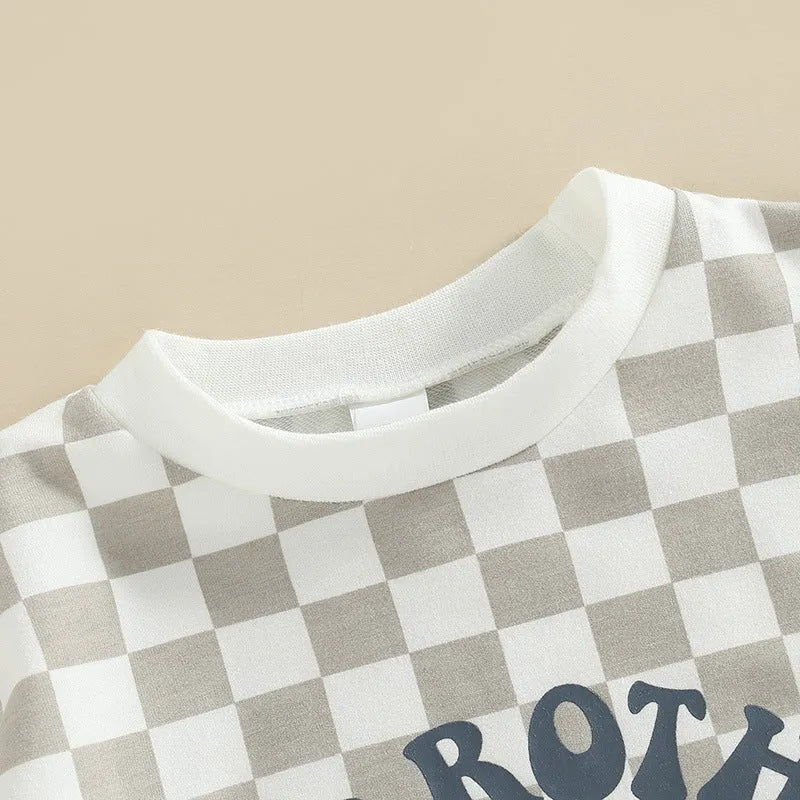 Big Brother Print Plaid Round Neck Bodysuit