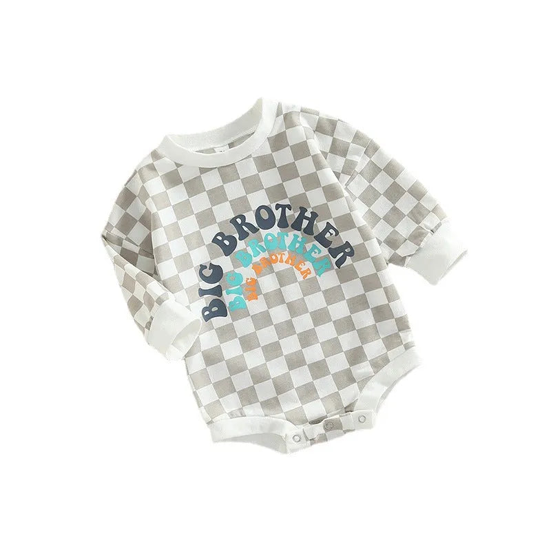 Big Brother Print Plaid Round Neck Bodysuit