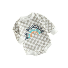 Big Brother Print Plaid Round Neck Bodysuit