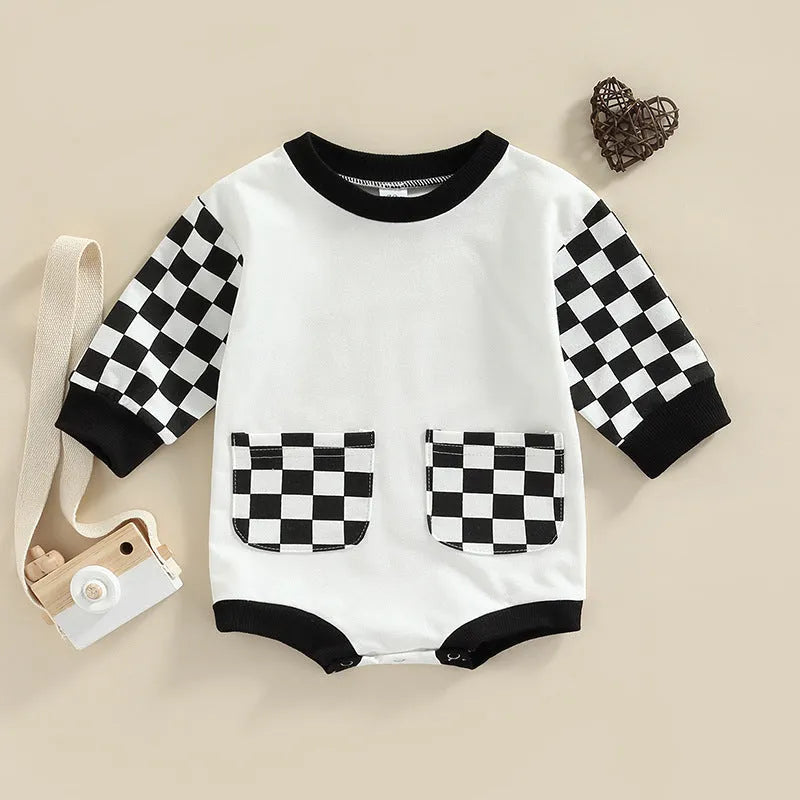 Baby Plaid Round Neck Bodysuit