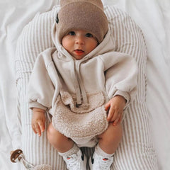 Solid baby hooded Romper