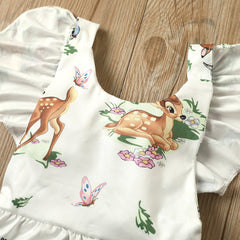 Cross-border Supply Baby Deer Head Printed Hair Belt One-piece Clothes