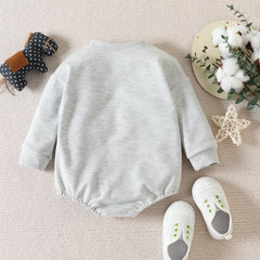 Spring and Autumn Baby Wrap Hap Long Sleeve Rugby Letters Jumpsuit