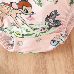 Cross-border Supply Baby Deer Head Printed Hair Belt One-piece Clothes