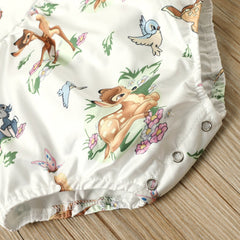 Cross-border Supply Baby Deer Head Printed Hair Belt One-piece Clothes