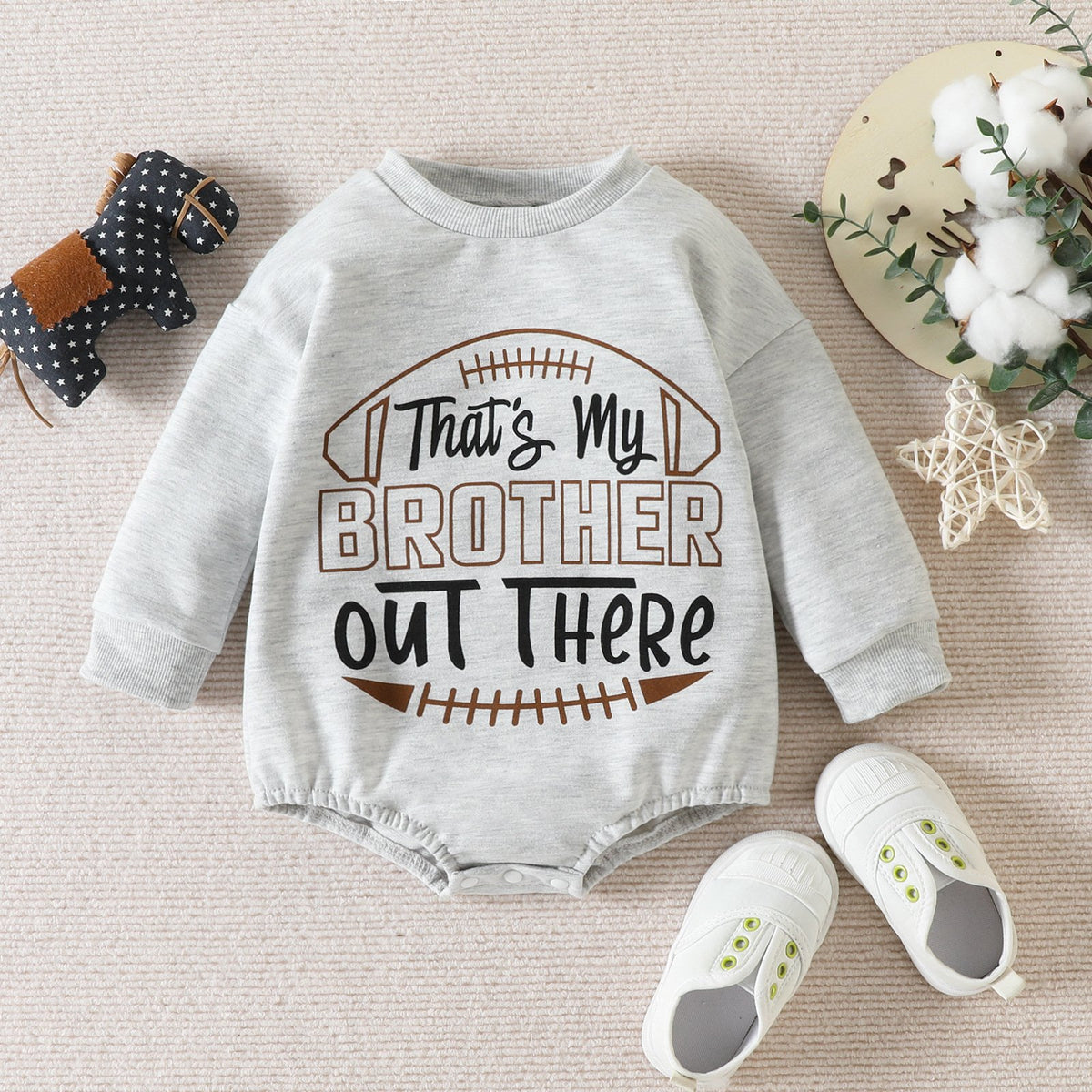 Spring and Autumn Baby Wrap Hap Long Sleeve Rugby Letters Jumpsuit