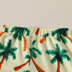 Letter Print Short-sleeved Coconut Tree Shorts Boy Summer Two-piece Set